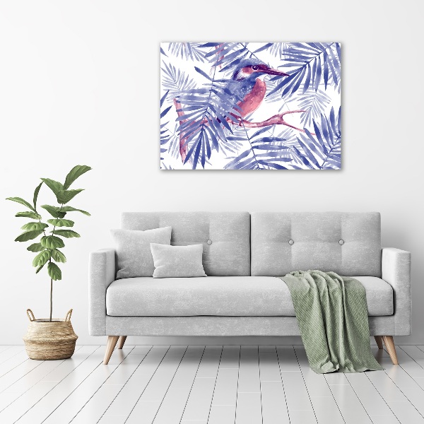 Schilderij glas Planten en vogels