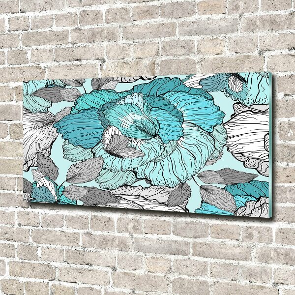 Schilderij glas Bloemenpatroon