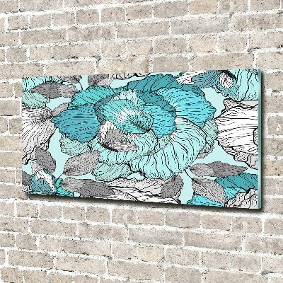 Schilderij glas Bloemenpatroon