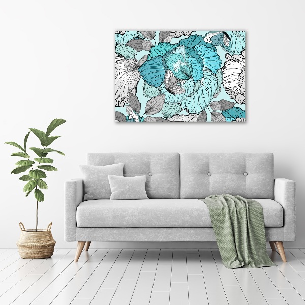 Schilderij glas Bloemenpatroon