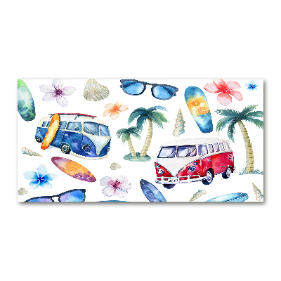 Glazen schilderij Surfsymbolen