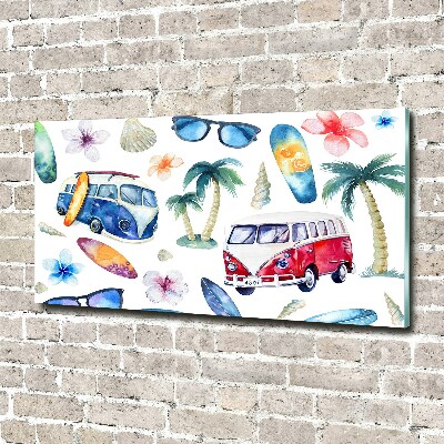 Glazen schilderij Surfsymbolen