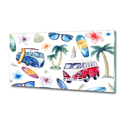 Glazen schilderij Surfsymbolen