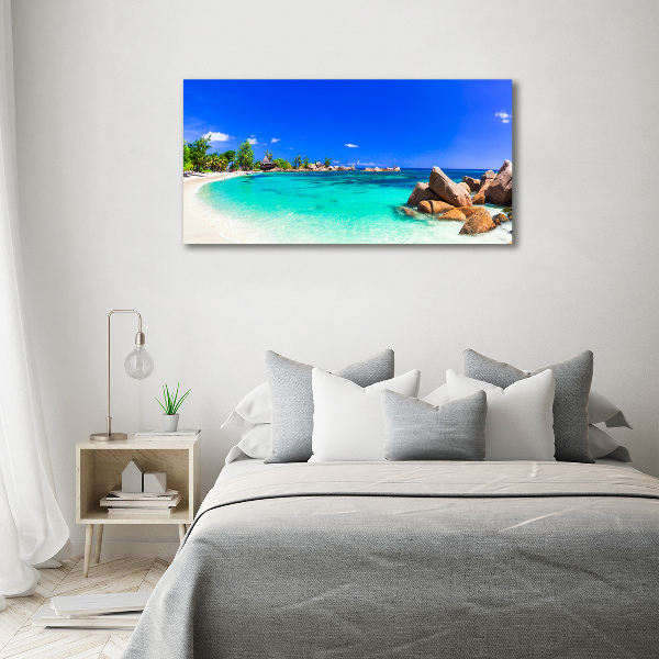 Foto schilderij op glas Strand op de Seychellen