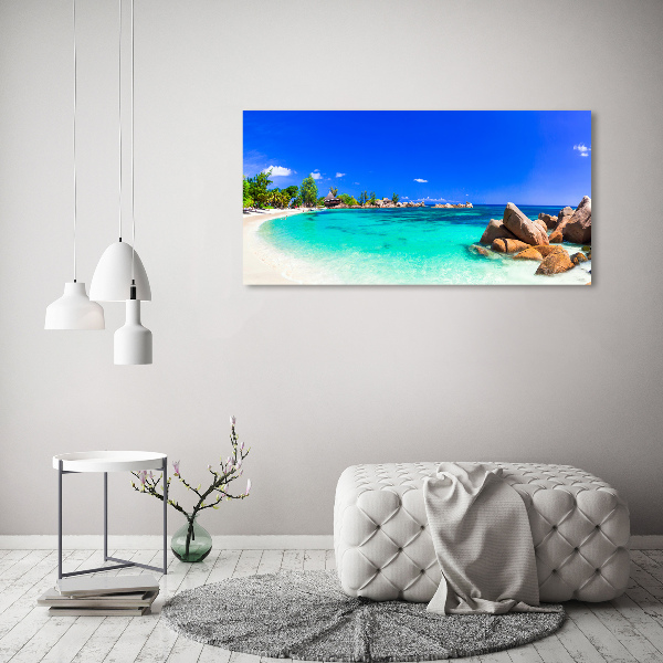 Foto schilderij op glas Strand op de Seychellen
