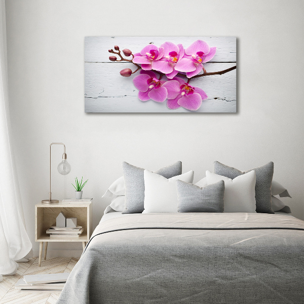 Schilderij glas Orchidee op hout