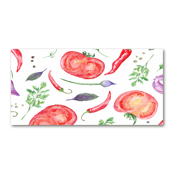 Schilderij op glas Tomaat en kruiden