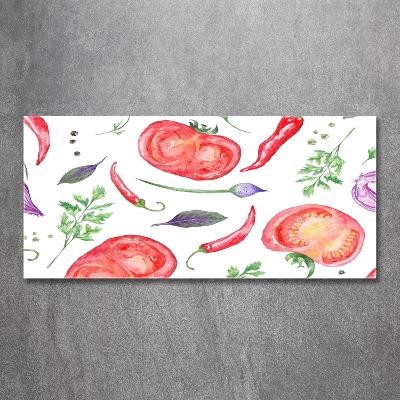 Schilderij op glas Tomaat en kruiden