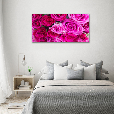 Foto schilderij op glas Boeket roze rozen