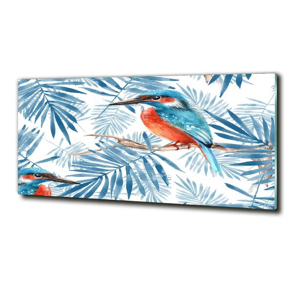 Schilderij glas Planten en vogels