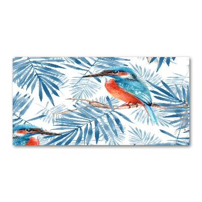 Schilderij glas Planten en vogels