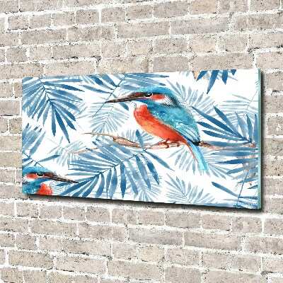Schilderij glas Planten en vogels