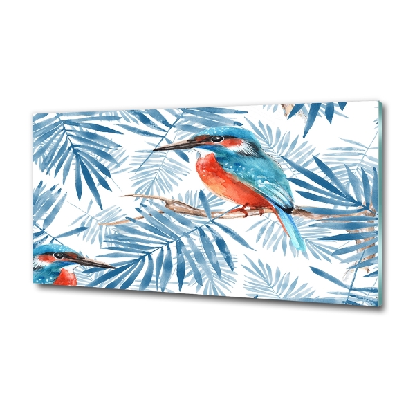 Schilderij glas Planten en vogels