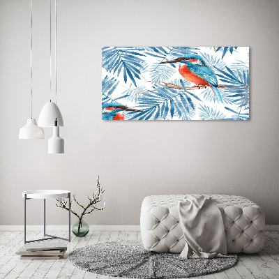 Schilderij glas Planten en vogels