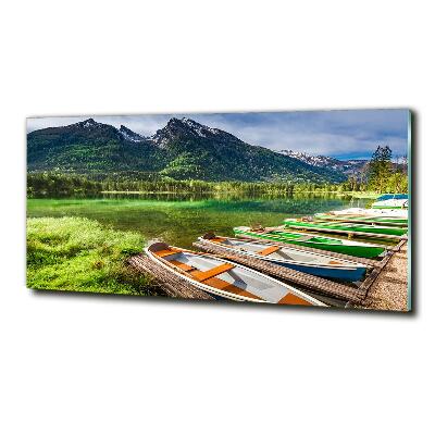 Schilderij op glas Boten op het meer