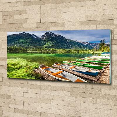 Schilderij op glas Boten op het meer