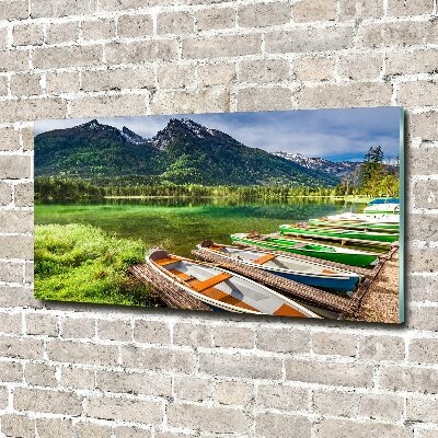 Schilderij op glas Boten op het meer