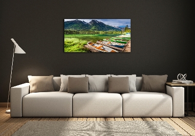 Schilderij op glas Boten op het meer