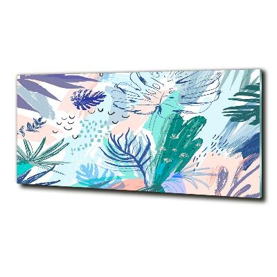 Schilderij glas Tropische bladeren