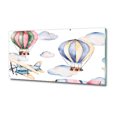Schilderij op glas Vliegtuigen en ballonnen
