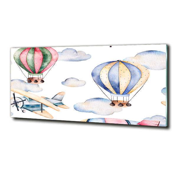 Schilderij op glas Vliegtuigen en ballonnen