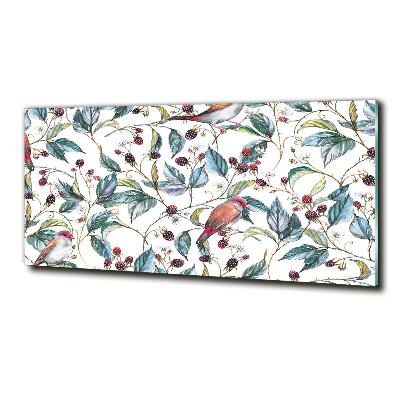 Schilderij op glas Braambessen en vogels