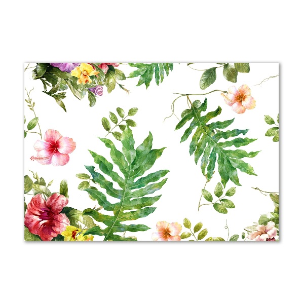 Schilderij glas Bloemenpatroon