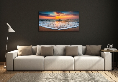 Schilderij glas Zonsondergang boven de zee