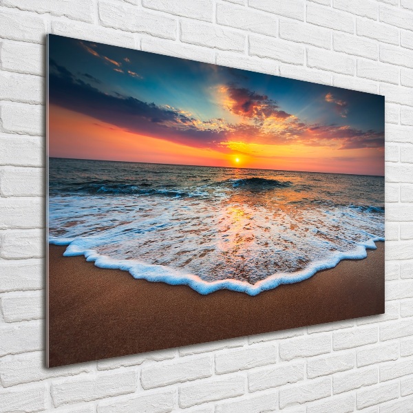 Schilderij glas Zonsondergang boven de zee