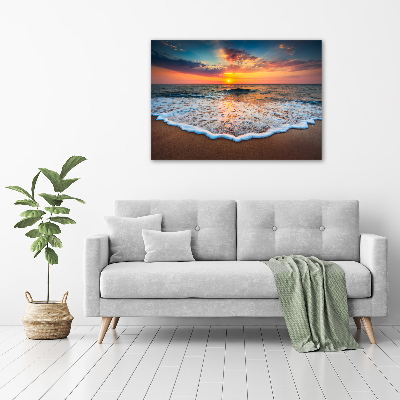 Schilderij glas Zonsondergang boven de zee