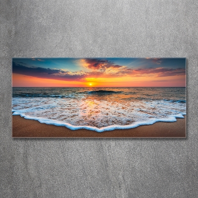 Schilderij glas Zonsondergang boven de zee