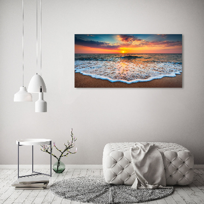 Schilderij glas Zonsondergang boven de zee
