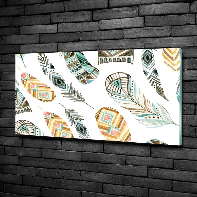 Foto schilderij op glas Etnische veren