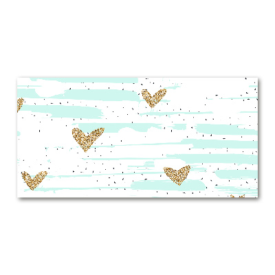 Schilderij op glas Achtergrond met gouden hartjes