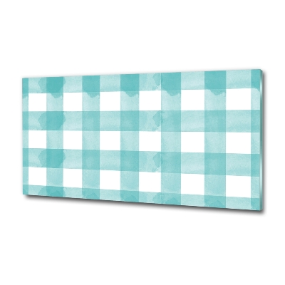 Foto schilderij op glas Blauw geblokt