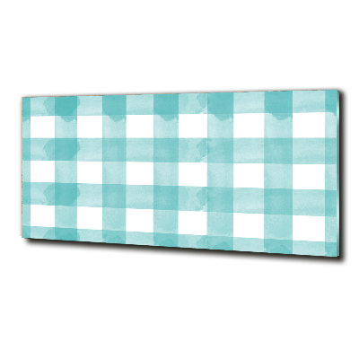 Foto schilderij op glas Blauw geblokt