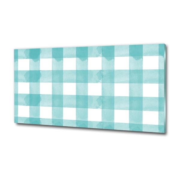 Foto schilderij op glas Blauw geblokt