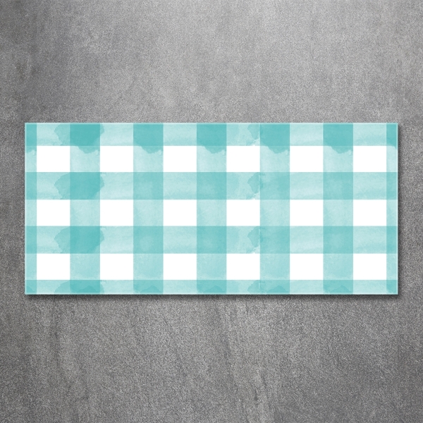 Foto schilderij op glas Blauw geblokt