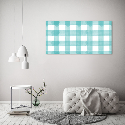 Foto schilderij op glas Blauw geblokt