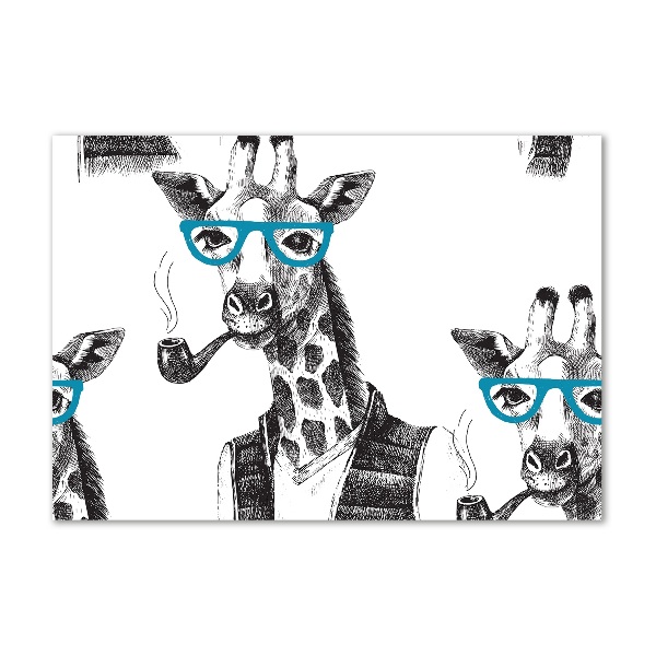 Schilderij glas Giraffe met bril
