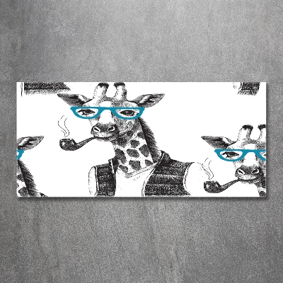Schilderij glas Giraffe met bril