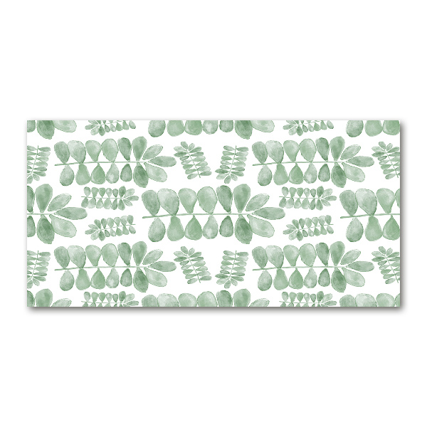 Schilderij glas Groene bladeren