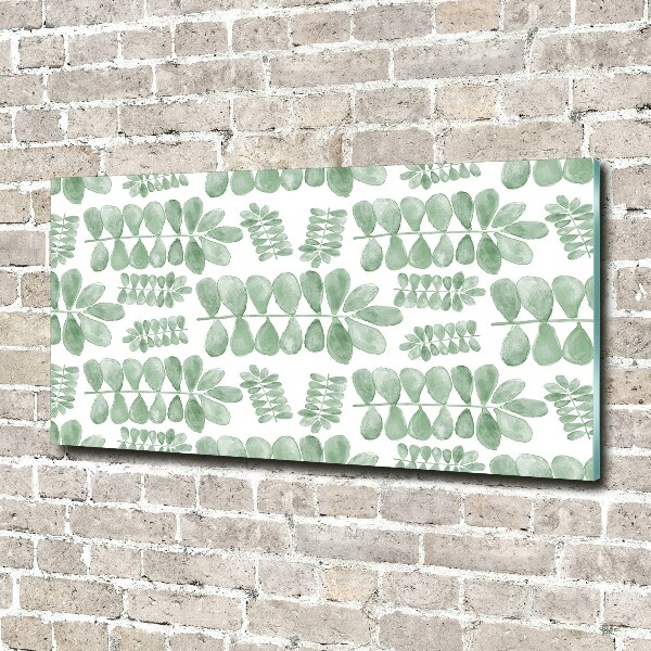 Schilderij glas Groene bladeren