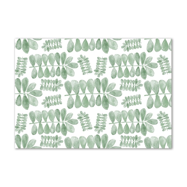 Schilderij glas Groene bladeren