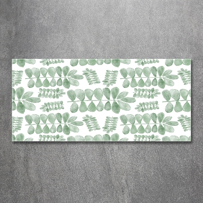 Schilderij glas Groene bladeren