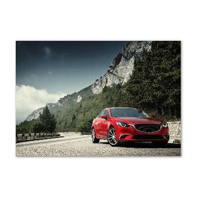 Schilderij glas Auto in de bergen