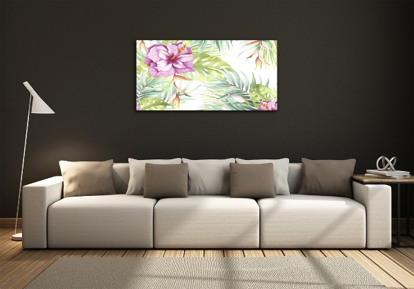 Schilderij op glas Hawaiiaanse bloemen