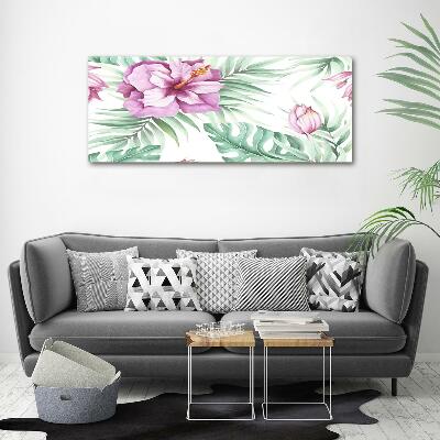 Schilderij glas Hawaiiaanse bloemen