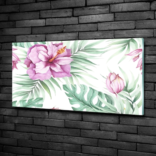 Schilderij glas Hawaiiaanse bloemen