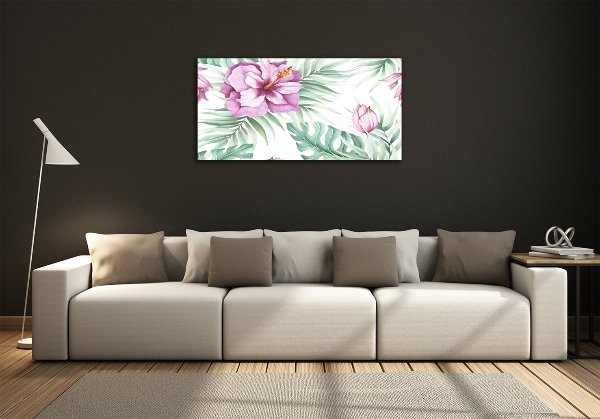 Schilderij glas Hawaiiaanse bloemen